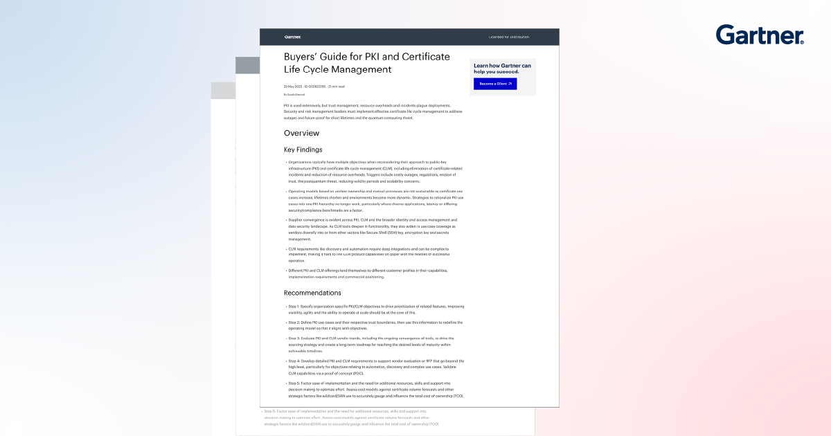Gartner® Report: Buyers’ Guide for PKI and Certificate Life Cycle Management